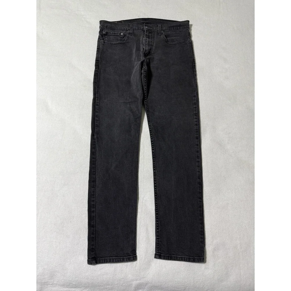 Levis 502 Jeans Mens 34x30 Black Regular Tapered Mid Rise Dark Wash Denim